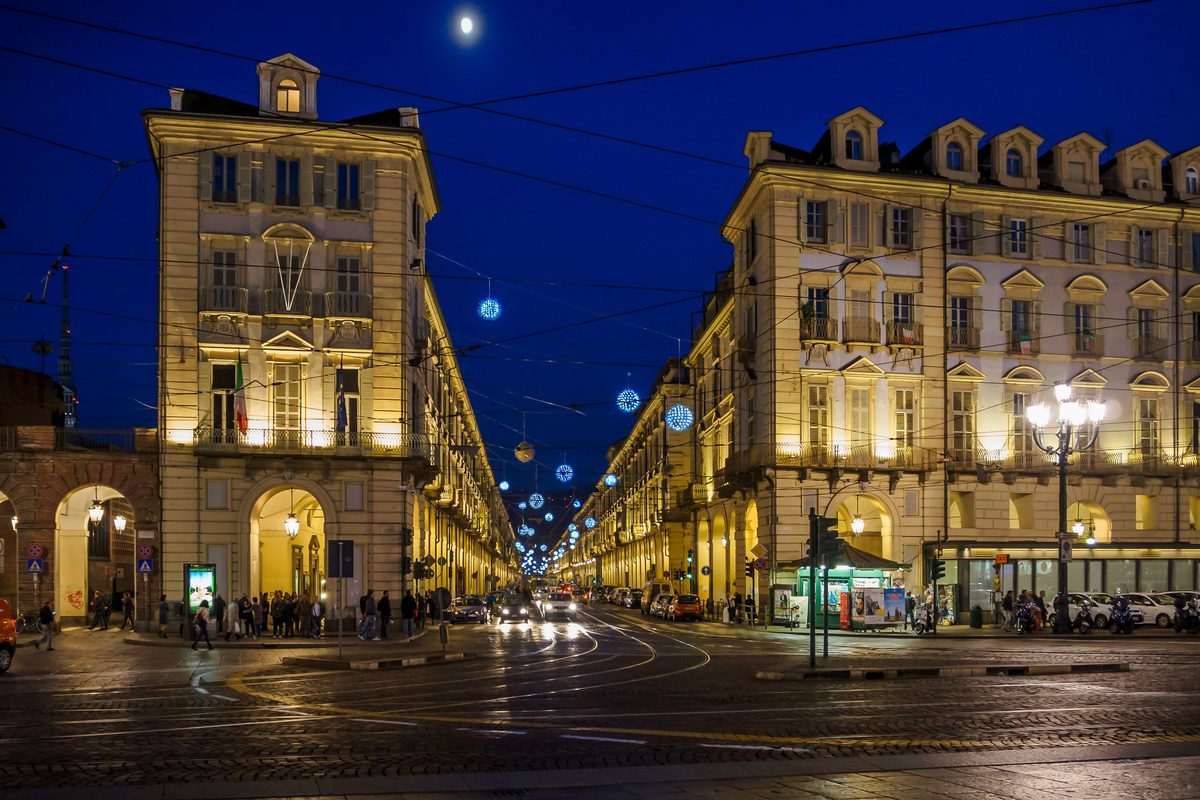 Via Po in Torino at night